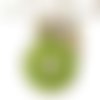 Collier " kiwi " cabochon vert bronze bijou fantaisie jaune verre