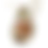 Sautoir * montgolfière * cabochon bronze marron rétro beige perles verre 
