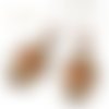 Boucles d'oreilles * montgolfière * cabochon bronze marron rétro beige perles verre 