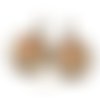 Boucles d'oreilles * montgolfière * cabochon bronze marron rétro beige perles verre dormeuses