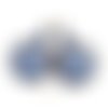 Boucles d'oreilles * marinière * bronze cabochon rayures bleues blanches verre dormeuses 