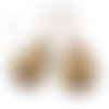 Boucles d'oreilles gouttes * roma * cabochon bronze pendant beige fleurs 