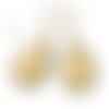 Boucles d'oreilles gouttes " seventies pattern " cabochon bronze marron jaune verre 