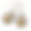 Boucles d'oreilles gouttes " mosaïques orientales " cabochon bronze pendant marron beige  verre 