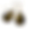 Boucles d'oreilles gouttes " sakura " cabochon bronze pendant jaune noir verre 