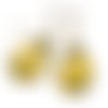 Boucles d'oreilles gouttes * fleurs * cabochon bronze pendant jaune verre 