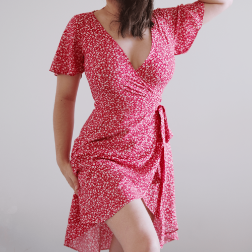 Patron de couture robe portefeuille manches évasées avec vidéo tutoriel, couture diy