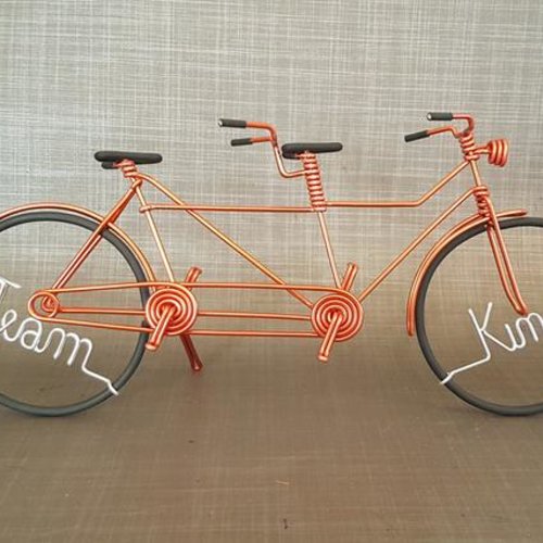Velo tandem miniature en fil aluminium
