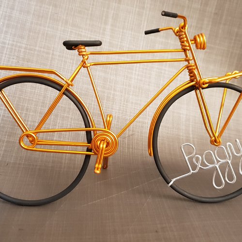 Vélo hollandais transporteur homme miniature en fil aluminium