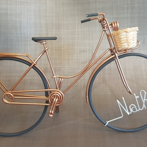 Vélo hollandais miniature avec panier fait main