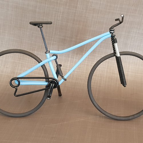 Vélo vtt tout suspendu miniature en fil aluminium