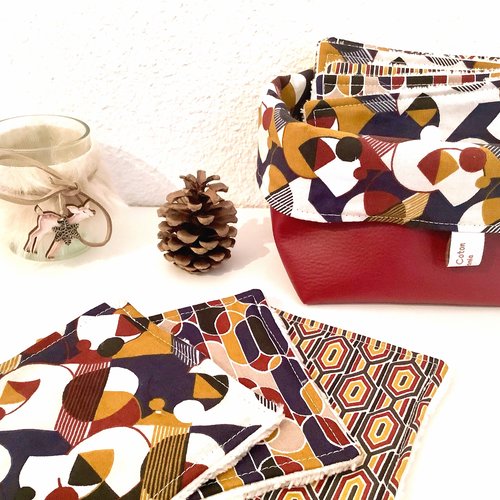 Lingettes lavables et panière assortie