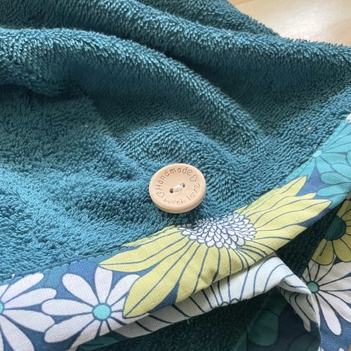 Serviette de tête - serviette turban pour cheveux en éponge coton bleu canard