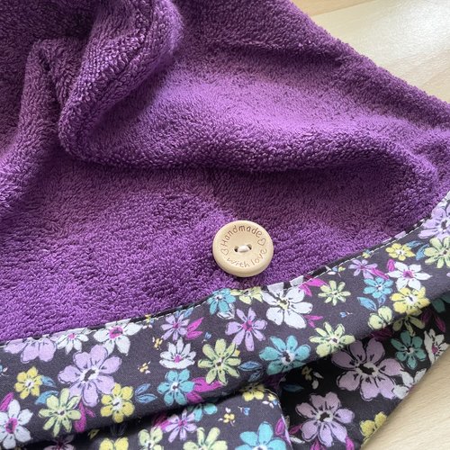 Serviette de tête - serviette turban pour cheveux en éponge coton violet