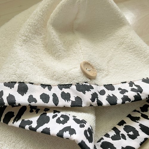 Serviette de tête - serviette turban pour cheveux en éponge coton écru