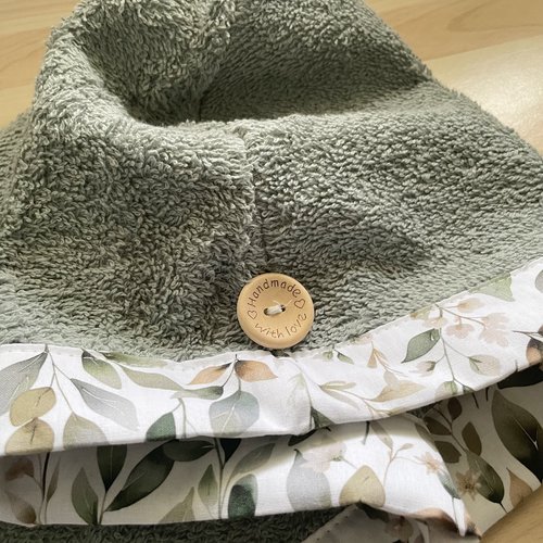 Serviette de tête - serviette turban pour cheveux en éponge coton vert sauge