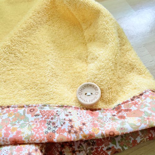 Serviette de tête - serviette turban pour cheveux en éponge coton jaune pastel