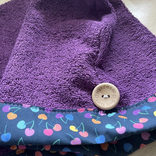 Serviette de tête - serviette turban pour cheveux en éponge coton violet