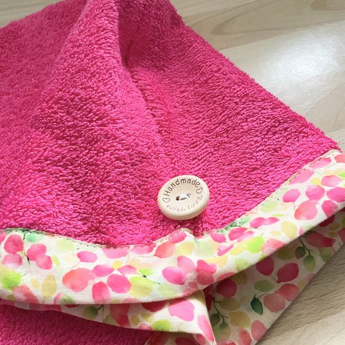 Serviette de tête - serviette turban pour cheveux en éponge coton fuchsia