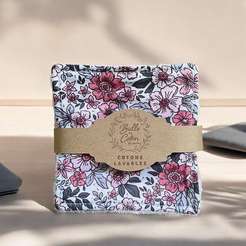 Lot de 10 lingettes démaquillantes lavables éponge bambou et coton - 10x10cm