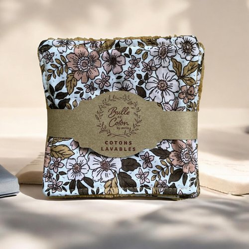 Lot de 10 lingettes démaquillantes lavables éponge bambou et coton - 10x10cm