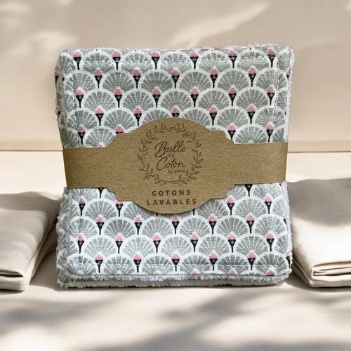 Lot de 10 lingettes démaquillantes lavables éponge bambou et coton - 10x10cm