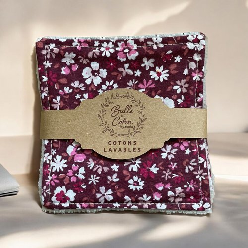 Lot de 10 lingettes démaquillantes lavables éponge bambou et coton - 10x10cm