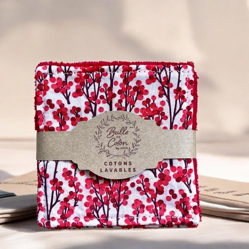 Lot de 10 lingettes démaquillantes lavables éponge bambou et coton - 10x10cm