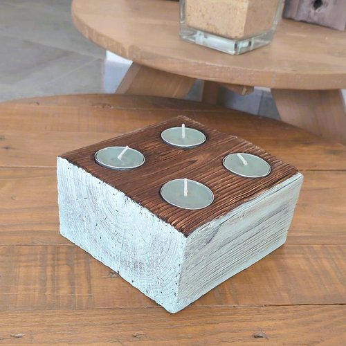 Bougeoir en bois carré pour décoration de table