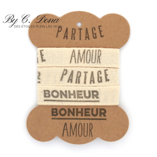 Ruban artisanal - amour bonheur partage