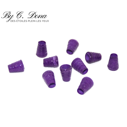 Lot de 5 perles en papier - cône violet