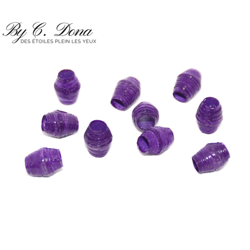 Lot de 5 perles en papier - tonneau violet