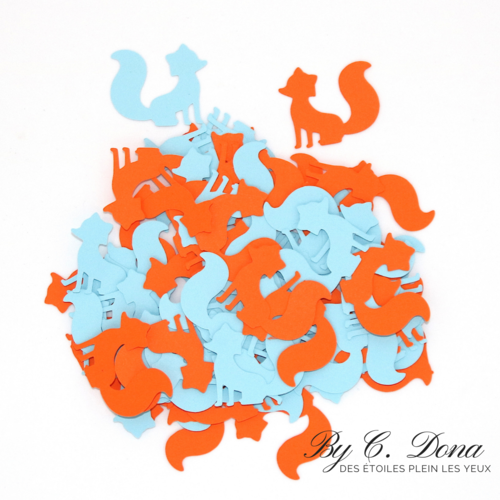 Confettis renards - bleu orange