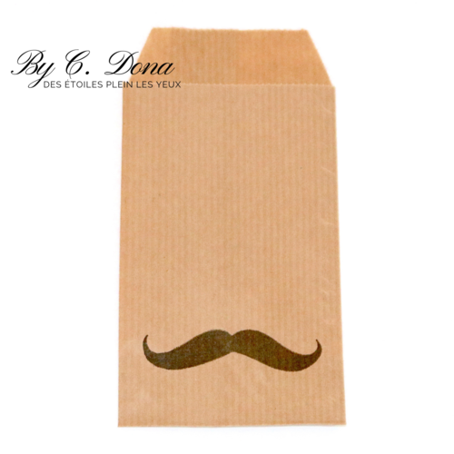 1 sachet kraft - moustache - 7 x 12 cm