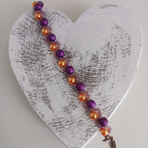 Bracelet wavy acrylique coloris orange et violet.