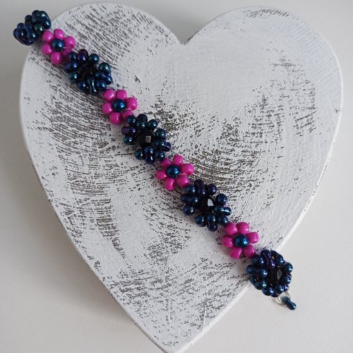 Bracelet clara fuchsia et bleu.