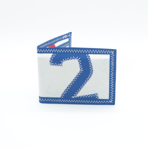 Porte-cartes en voile recyclée 2 bleu