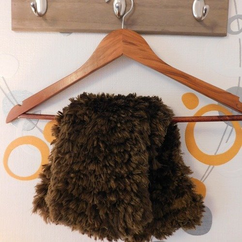 Echarpe laine fourrure marron tricot