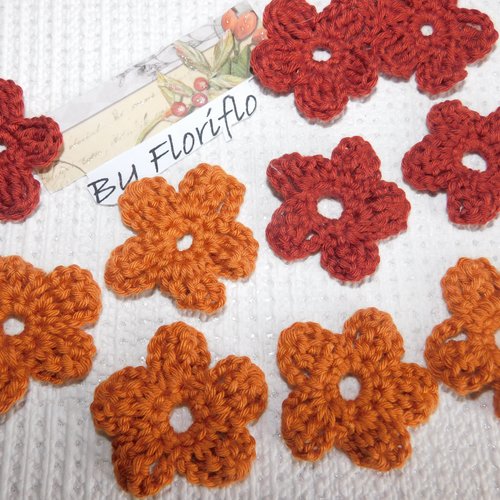 Fleurs crochet coton / applique à coudre / lot 10 fleurs crochet
