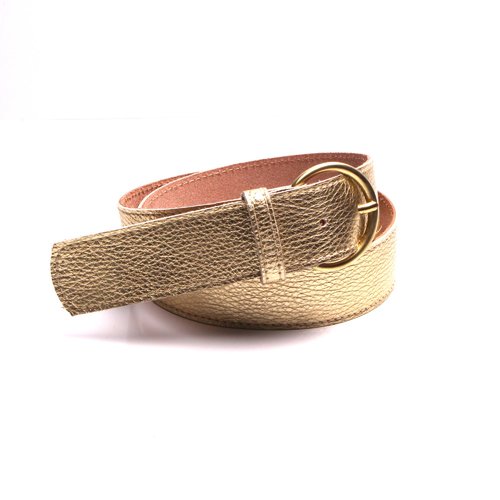 Ceinture mode femme cuir doré accessoire artisanal made in france.