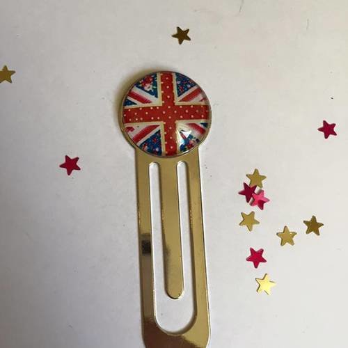 Marque Page Cabochon Verre Metal Argente Port Gratuit Drapeau Anglais Fleuri Un Grand Marche