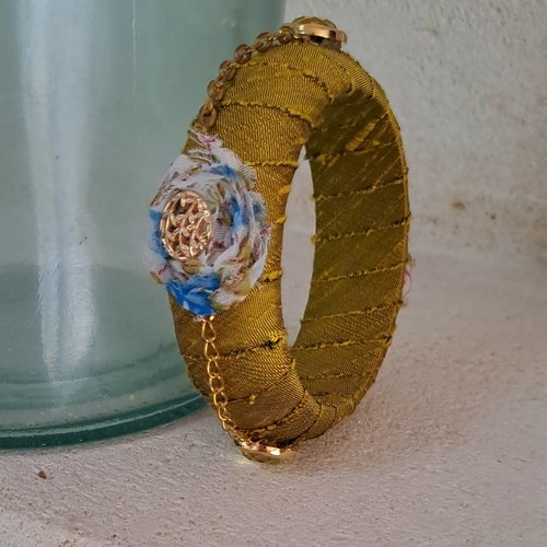 Bracelet jonc soie jaune