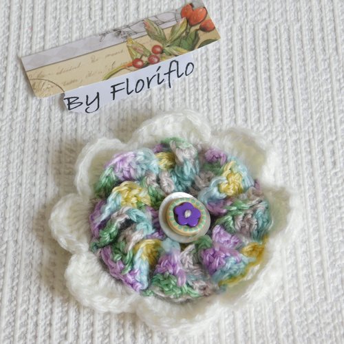 Fleur crochet laine / applique à coudre/ grosse fleur crochet