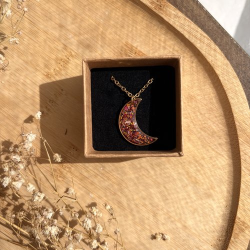 Collier lune fleurie