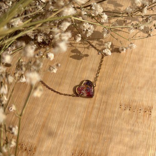 Bracelet cœur en fleurs naturelles