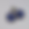 Boucles d'oreilles cabochon dormeuses argent - rétro - rayures - noeud - bleu