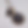 Sautoir cabochons - perles - 2 cabochons - noir à pois blanc - intemporel