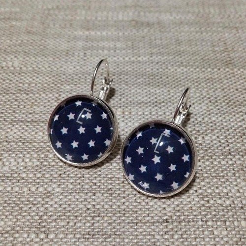 Boucles d'oreilles cabochons dormeuses - étoiles - stars