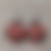 Boucles d'oreilles cabochon dormeuses - coquelicot - rouge & noir