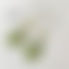 Boucles d'oreilles cabochons ovales pendantes - grandes dormeuses - wax - vert - paisley